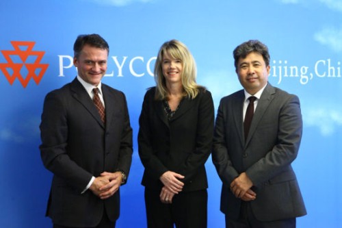 Polycom��̫�^(q��)�����ձȺ����������ޅ^(q��)����Hansjoerg Wagner (��һ)��Polycomȫ���N�ۈ�(zh��)�и�����Tracey Newell(����)��Polycom�Ї��^(q��)����(j��ng)�����(��һ)